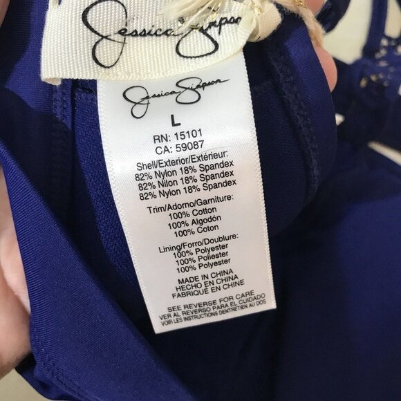 Jessica Simpson Martinique Hi-Neck Sexy Crochet Top Bikini Swimsuit Blue New - Picture 13 of 13